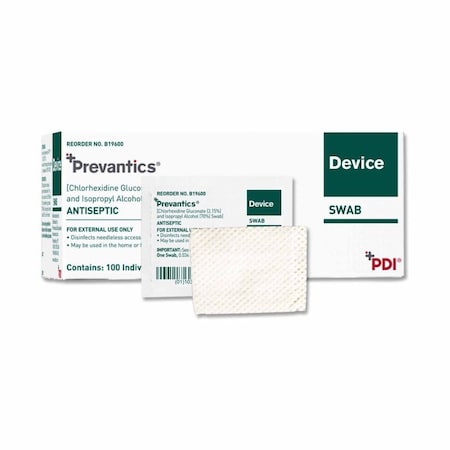 Prevantics Device Swab 3.15% / 70% Strength CHG / Isopropyl Alcohol Individual Packet NonSterile, 1ML, 100PK B19600